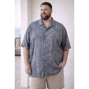 Silk Floral Button Down Shirt Resort Hawaiian Dadcore Relaxed Camp Shirt 3XLT
